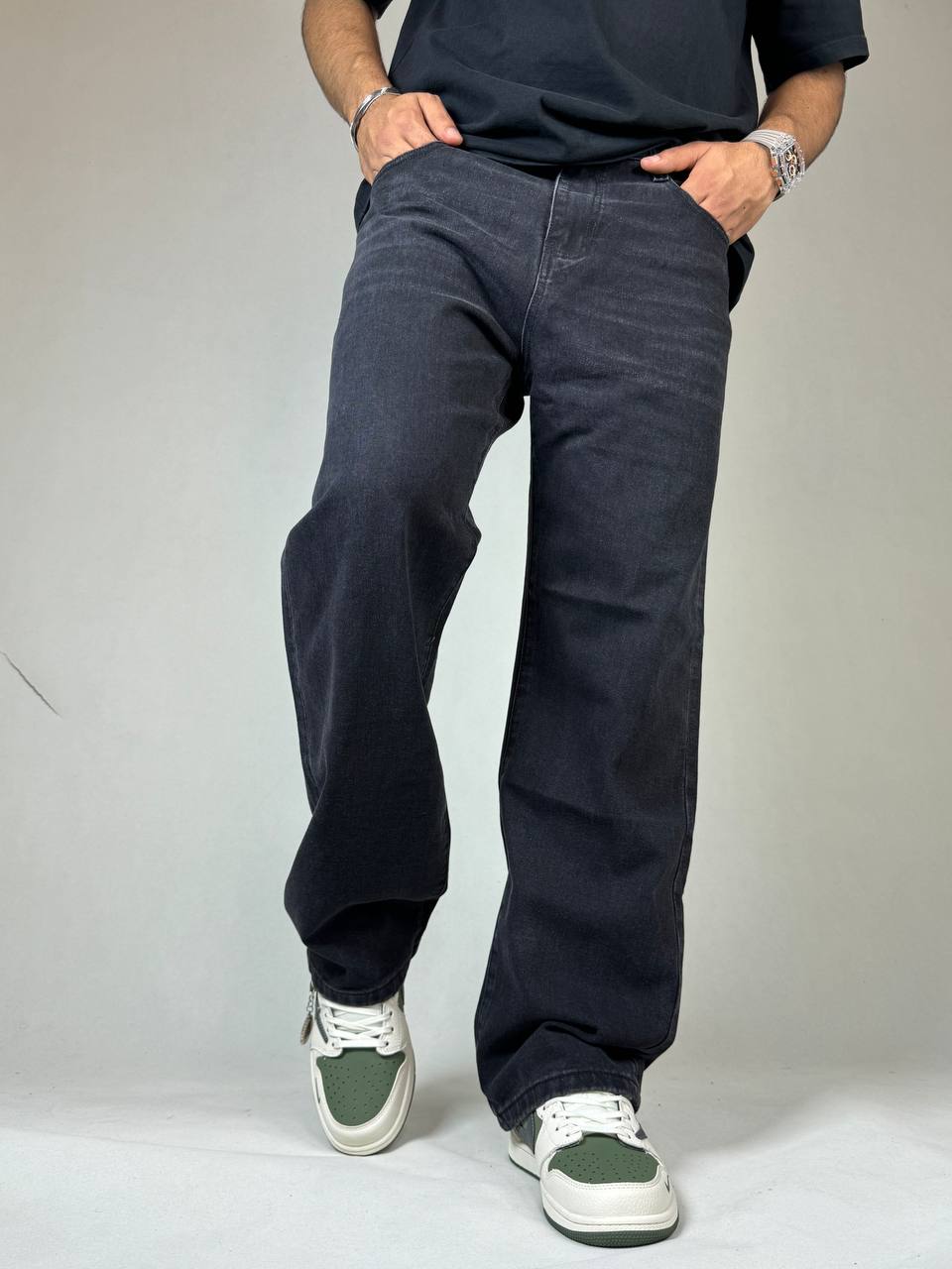 شلوار جین بگ زغالی مردانه وارداتی کد21