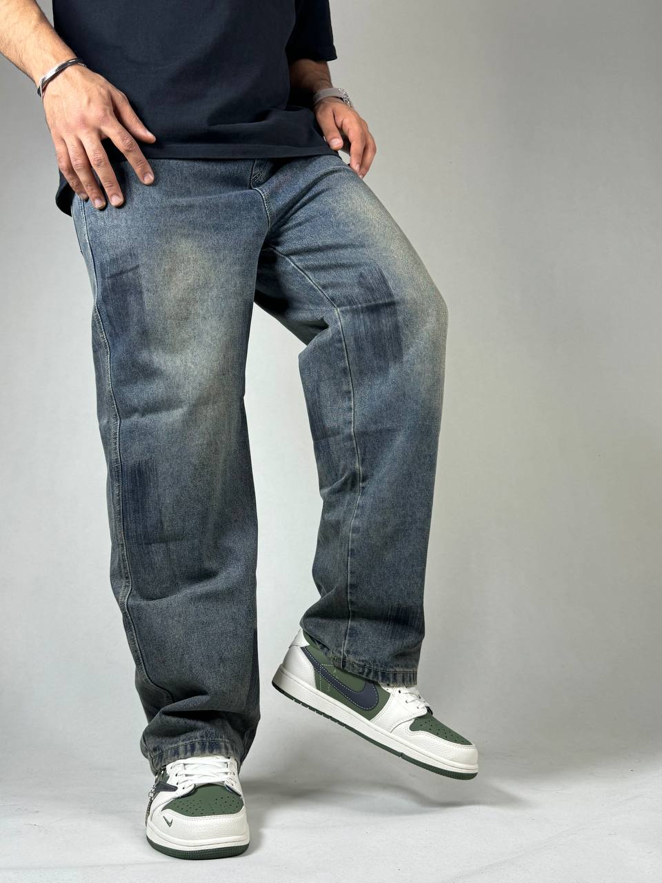 شلوار جین بگ سبز لجنی مردانه وارداتی کد 66005